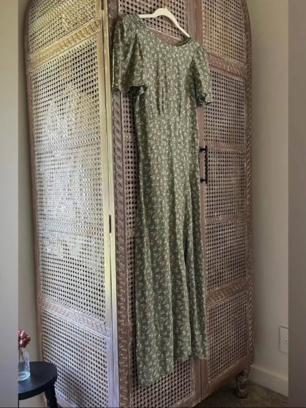 Francesca's Collections Olive Green Floral Maxi Dress